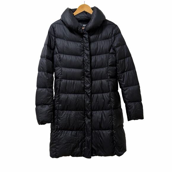 Uniqlo Womens Shawl Collar Long Down Puffer Jacket Size M Lightweight Packable - Picture 1 of 9